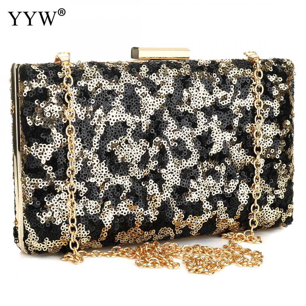 Sequin Leopard Box Clutch Bag Avond Party Koppelingen Over Schouder Crossbody Tas Met Ketting Vintage Crystal Night Bolsa Feminina