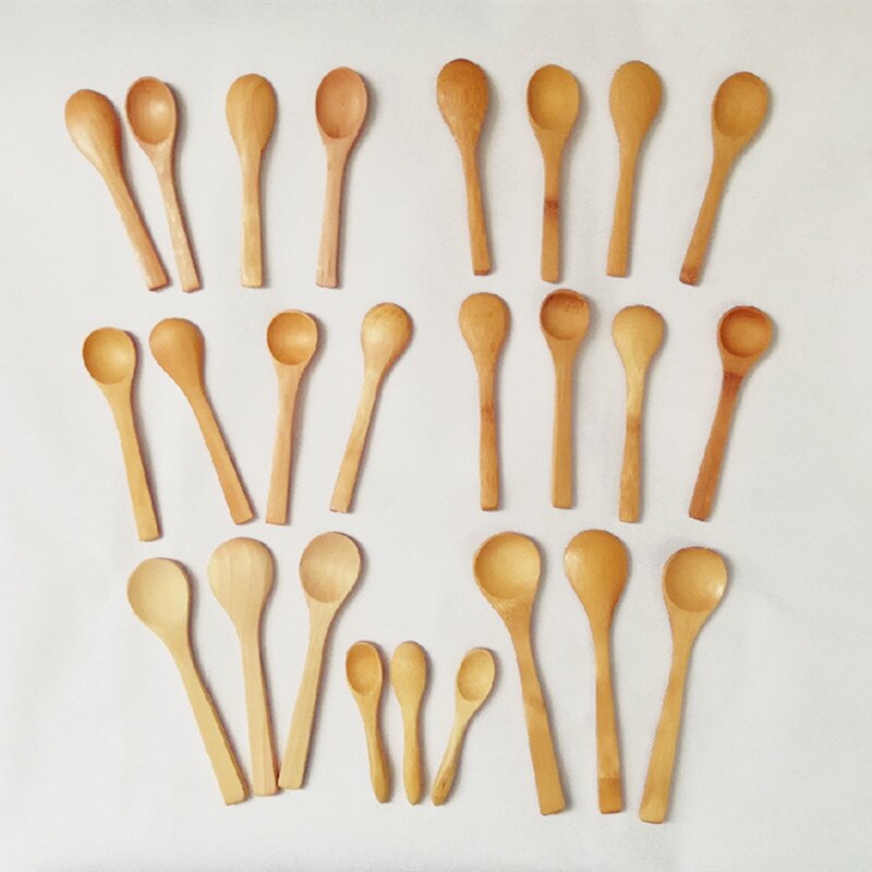 (50 Stuks) 9Cm 13Cm 15Cm Houten Lepels Honing Lepel Baby Lepels Bamboe Lepels