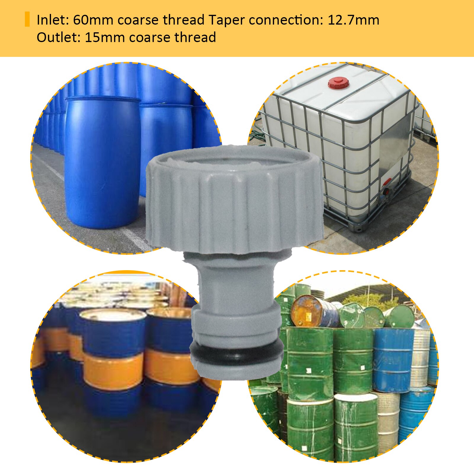 IBC faucet threaded connector, 1/2 inch water tank faucet coarse thread adapter threaded joint faucet joint faucet adapter water