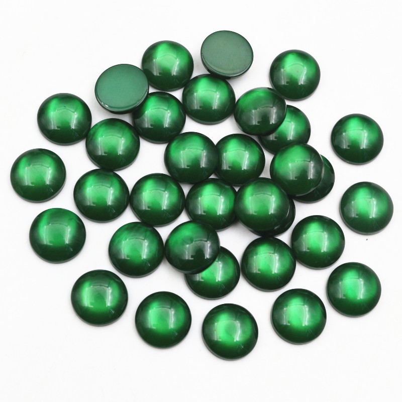 Neue 40 Stück 8 10 12mm mischen Farben Katzenauge Serie Flach zurück Harz Cabochons Schmuck Zubehör: L / Gold