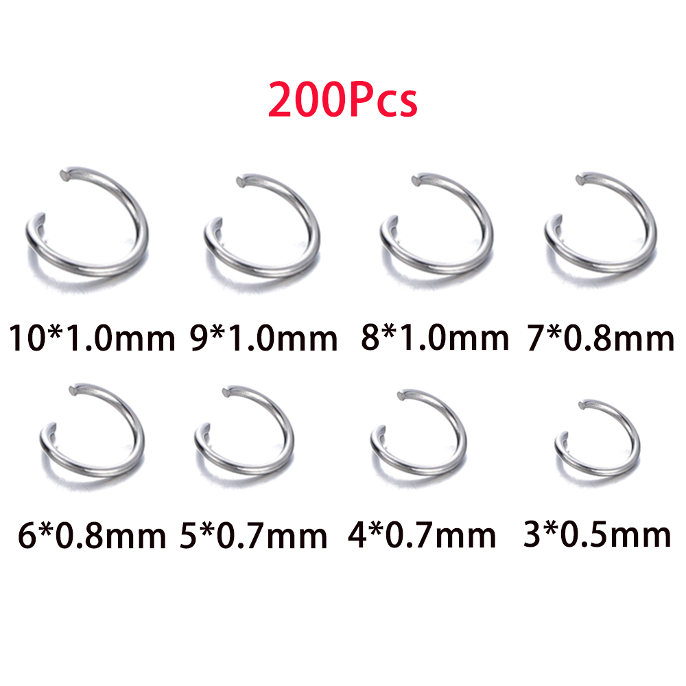 Anneaux de saut ouverts en acier inoxydable, connecteurs d'anneaux fendus pour bricolage, fabrication de bijoux, accessoires, fournitures, , 100 à 200 pièces/lot: M / WHITE