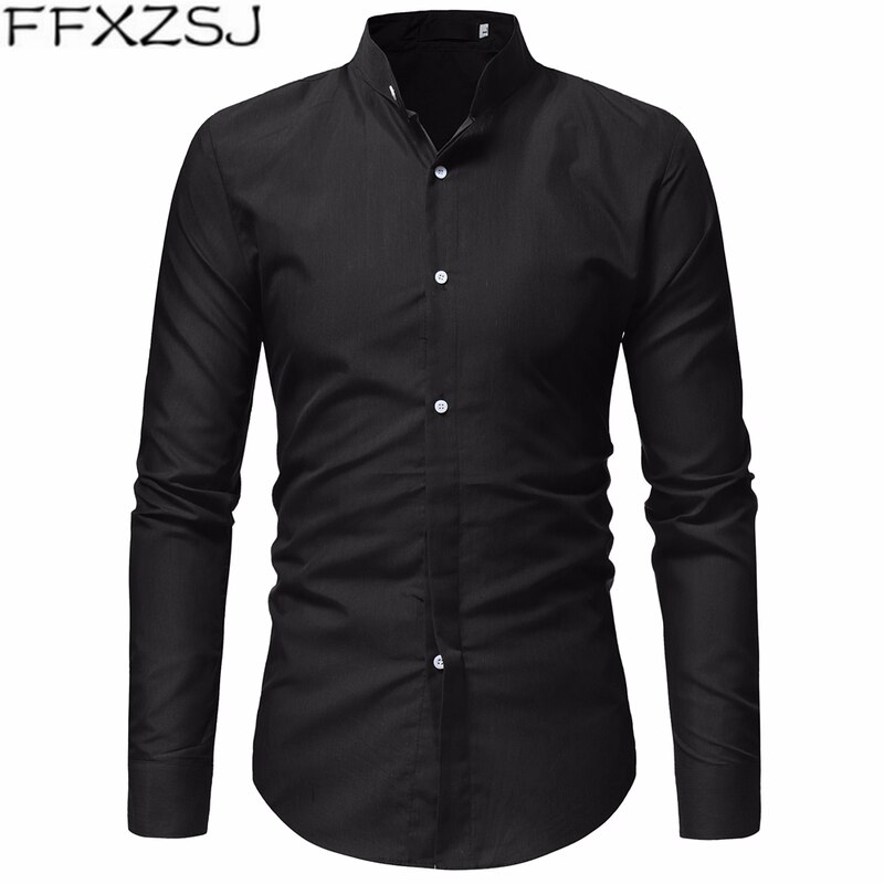 Ffxzsj merkki miesten paita merkki miesten pitkähihaiset paidat rennot kiinteät moninappulaiset värit slim fit mekkopaidat miesten havaijilaiset
