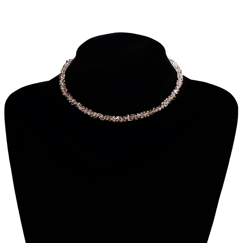 Gargantilla de cuentas irregulares de cristal de corte múltiple coreano para mujer, Collar de hueso Vintage transparente, joyería de cuello de: COLOR ORO ROSADO