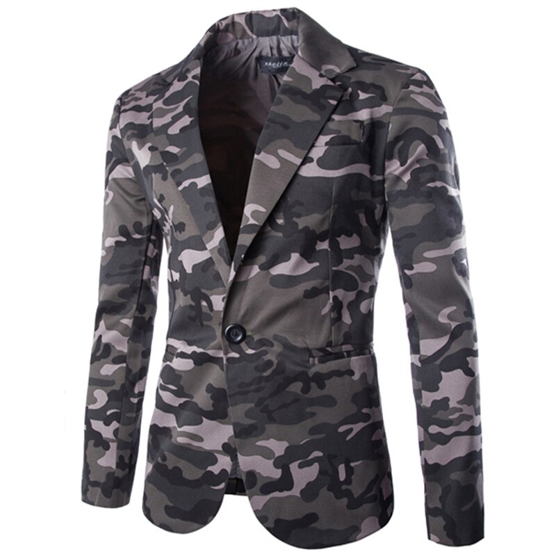 Chaqueta de traje Formal para hombre, chaqueta de negocios con estampado de camuflaje para hombre, chaqueta delgada de boda para aniversario de una sola botonadura