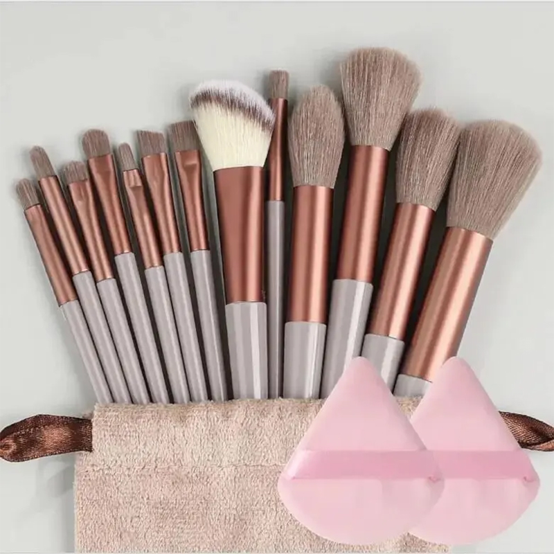13-Make-up-Pinsel mit Tasche, schnell trocknend, ultraweich, Beauty Tools, tragbares Make-up-Pinsel-Set: YELLOW