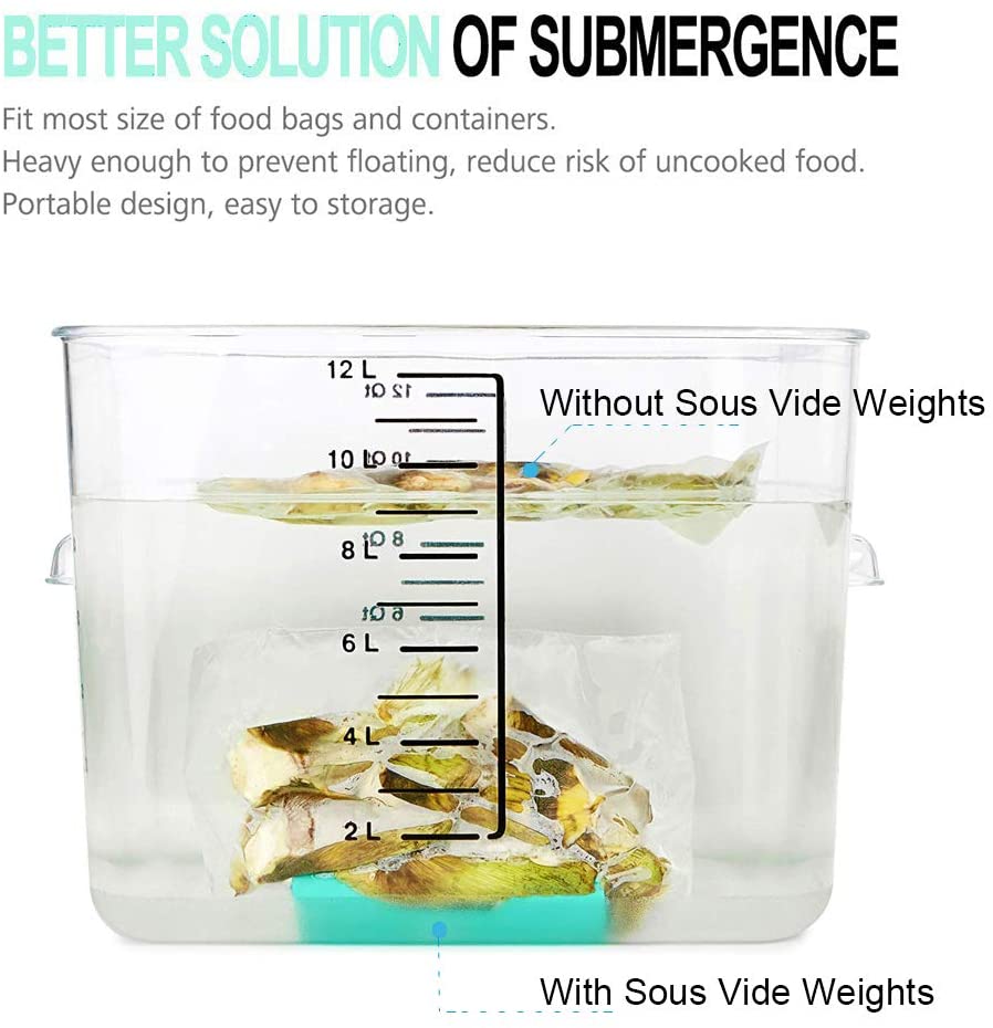 Sous Vide Weights Safe Food Grade Silicone and 304 stainless steel inside Reduce Food Risk Keep Sous Vide Bags Submerged