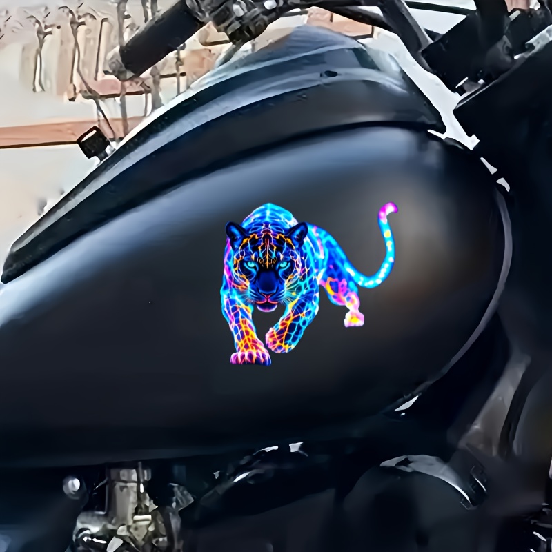1PC Lebendige Neon- Leopard Motorrad Aufkleber Wasserdicht für Rolle Kraftstoff Panzer Vorderseite Verkleidung Vinyl Aufkleber Auto Fenster Dekoration