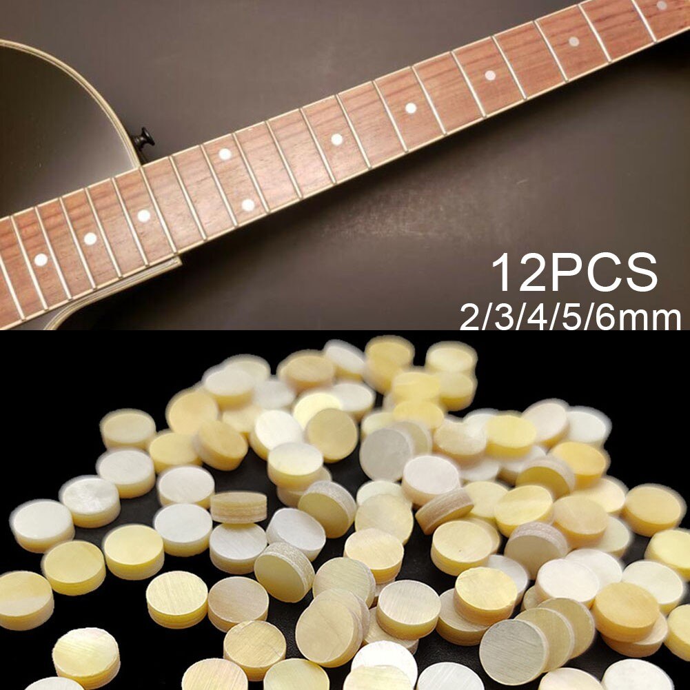 Diapasón de Oro para guitarra, marcador lateral de diapasón con puntos de 2/3/4/5/6MM, nácar, 12 unidades