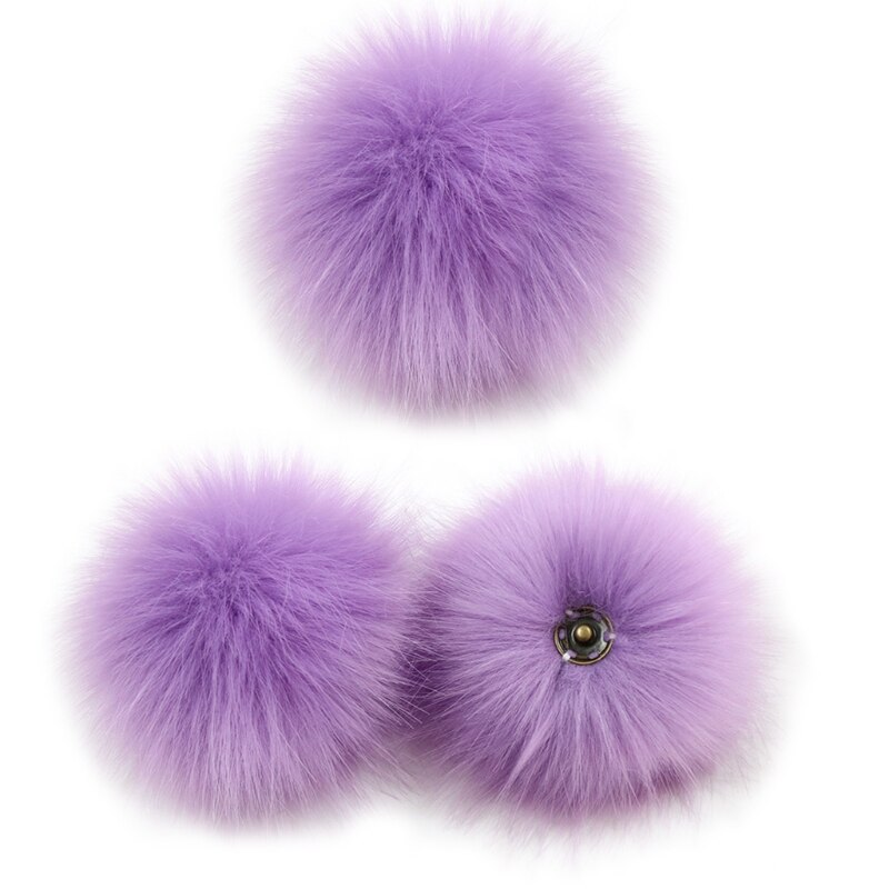 Bola de pompón con botón de presión, pompón de pelo colorido DIY de 10cm, pompón esponjoso extraíble para sombrero, zapatos, accesorio para bufandas, 3 unidades: O