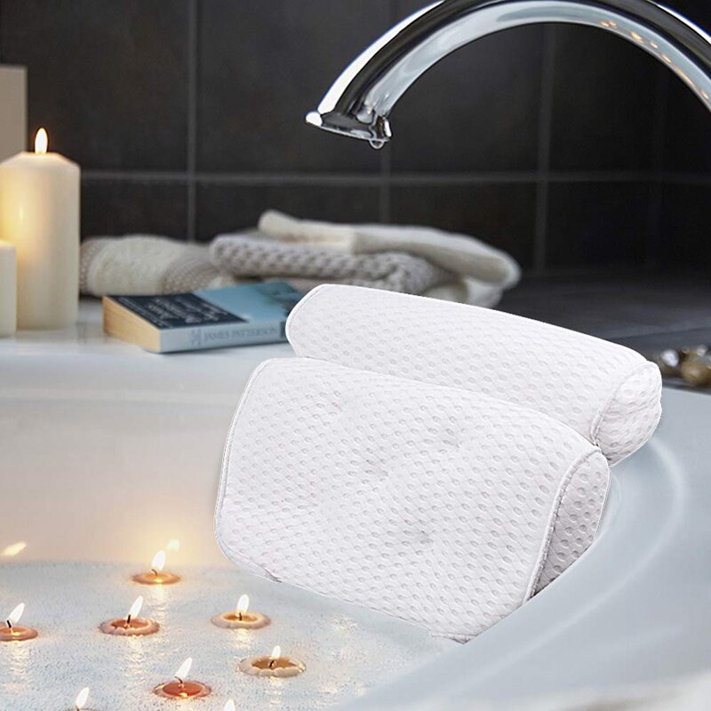 Bath Pillow, Bathtub Spa Pillow with 7 Suction Cups, Helps Support Head, Shoulder and Neck, Fit All Bathtub and Home Spa