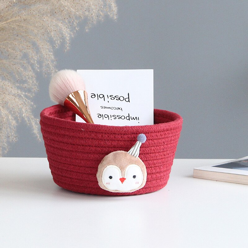 Animaux de bande dessinée tissé à la main panier de rangement enfants jouets organiseur de bureau articles divers boîte de rangement paniers à linge 16*9CM 1 pièces
