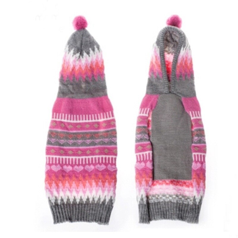 Herfst/winter Wol Hond Truien Kerst Sneeuwvlok Stijl met Cap voor Kleine en Middelgrote Hond Kleding Huisdier levert (roze)