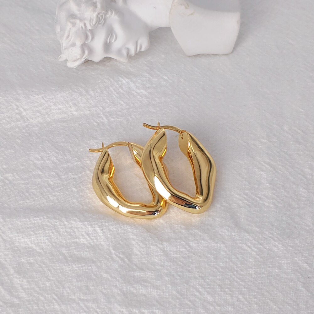 kshmir Gold female earrings irregular ring earrings small thick ring earrings simple and fashionable earrings girl