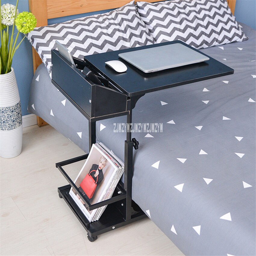 Portable Computer Table Adjustable Lifting Standing Laptop Desk Bedroom Removable Storage Small Side Table Mini Sofa Cabinet: black willow
