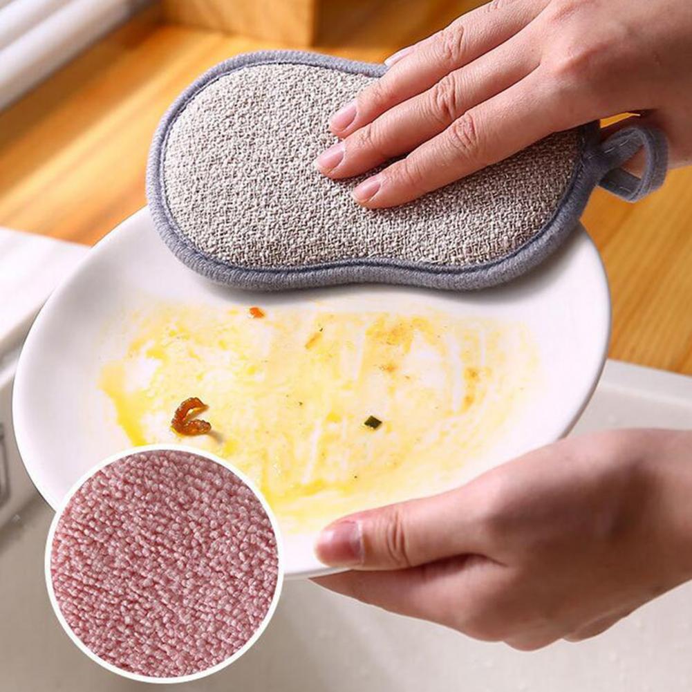 Éponges à récurer pour la vaisselle, anti-rayures, en microfibre, antiadhésives, outils de cuisine, Gadgets de lavage de Pot, 2 pièces