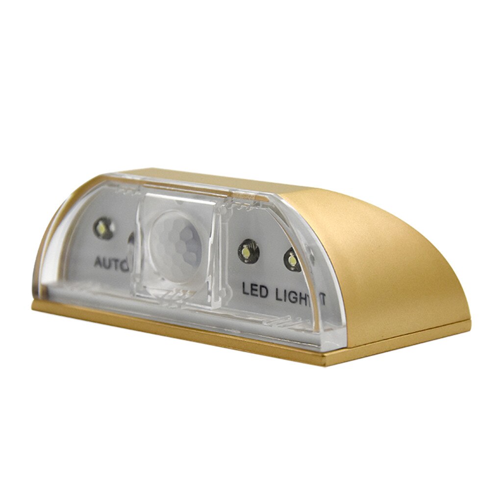 LED Serrure de Porte Veilleuse Avec 4 LED Automatique Intelligent PIR Porte Serrure Armoire Clé Induction Petit Capteur de Lumière De Nuit Lampe мигалка: Gold 