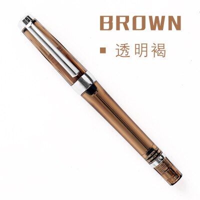 3013 Vacuum Fountain Pen Paili 013 Transparent EF/F Nib 0.38/0.5mm Ink Pen Business: brown / EF 0.38MM