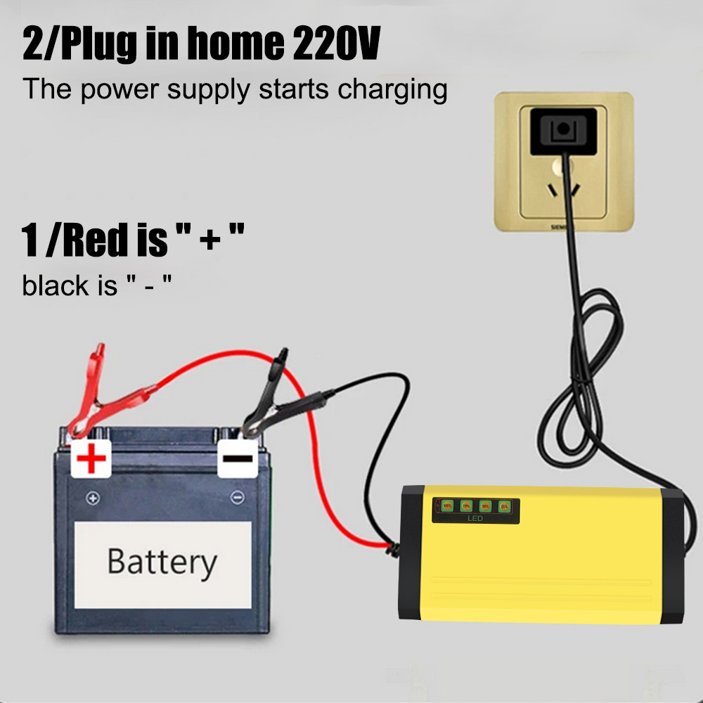 12V 2A Moto Lkw Batterie Ladegerät 220V Power Puls Reparatur Ladegerät Led-anzeige Nass Trocken Blei Säure batterie Auto Batterie Ladegerät