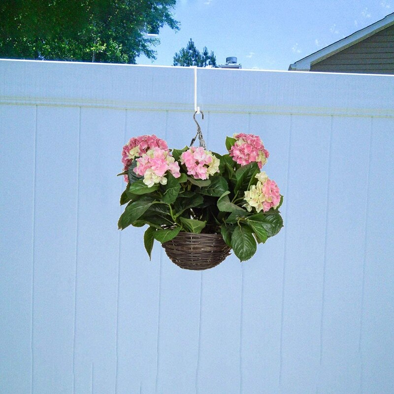 8 pakkehegn kroge, terrasse hvid metal hegn bøjle, bruges til at hænge planter, blomstertrug, fuglefoderautomater, lys