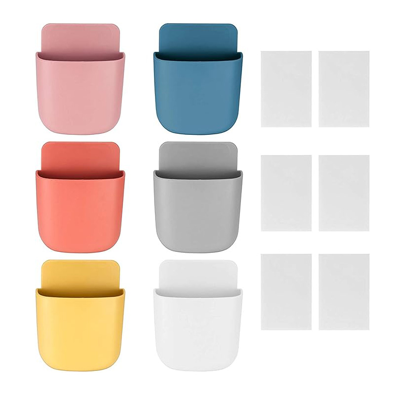 Caja de almacenamiento montada en la pared, soporte para enchufe de teléfono móvil, estante, organizador de almacenamiento con Control remoto, estuche para aire acondicionado y TV: Naranja