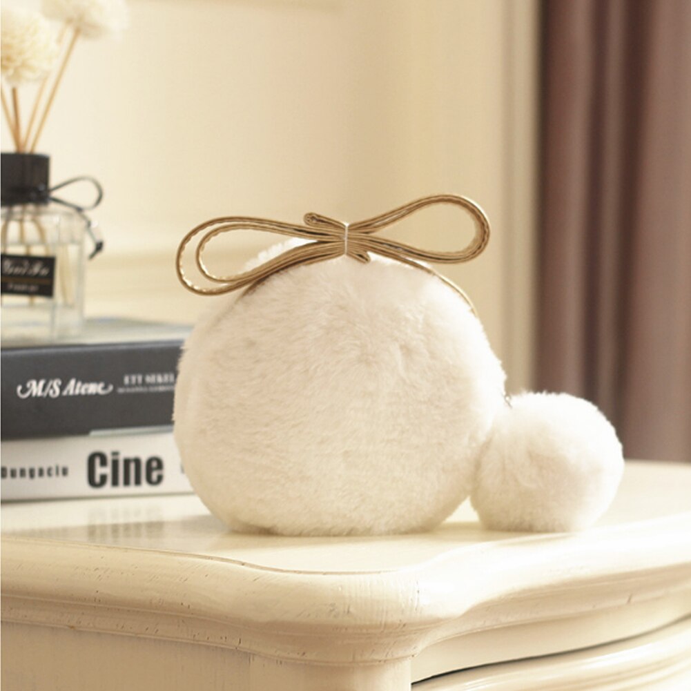 Kids Furry Bag Cross Body Lady Women Bag Faux Fur Shoulder Handbag Purse Tote Clutch Shoulder Bag Cute: White