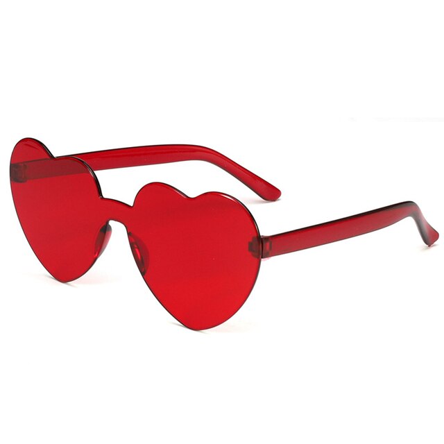 Gafas de sol con forma de corazón de amor para mujer, montura sin montura, tinte transparente, lentes coloridas, rojo, rosa, amarillo, tonos de viaje: Blanco