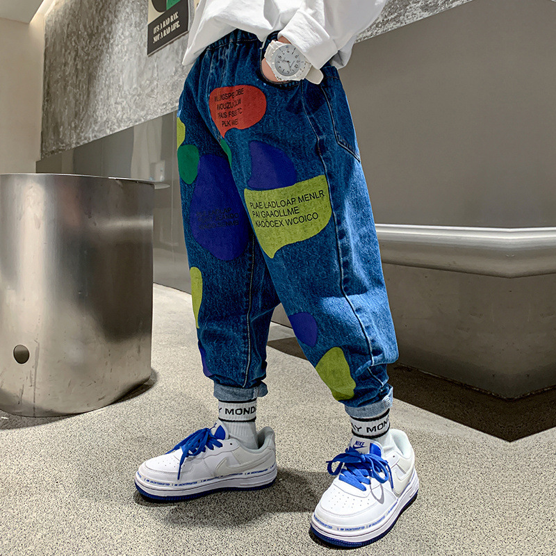 Pantalones vaqueros con estampado de letras para niños, Jeans de para adolescentes de , 5, 7, 8, 12 y 15 años, 2022