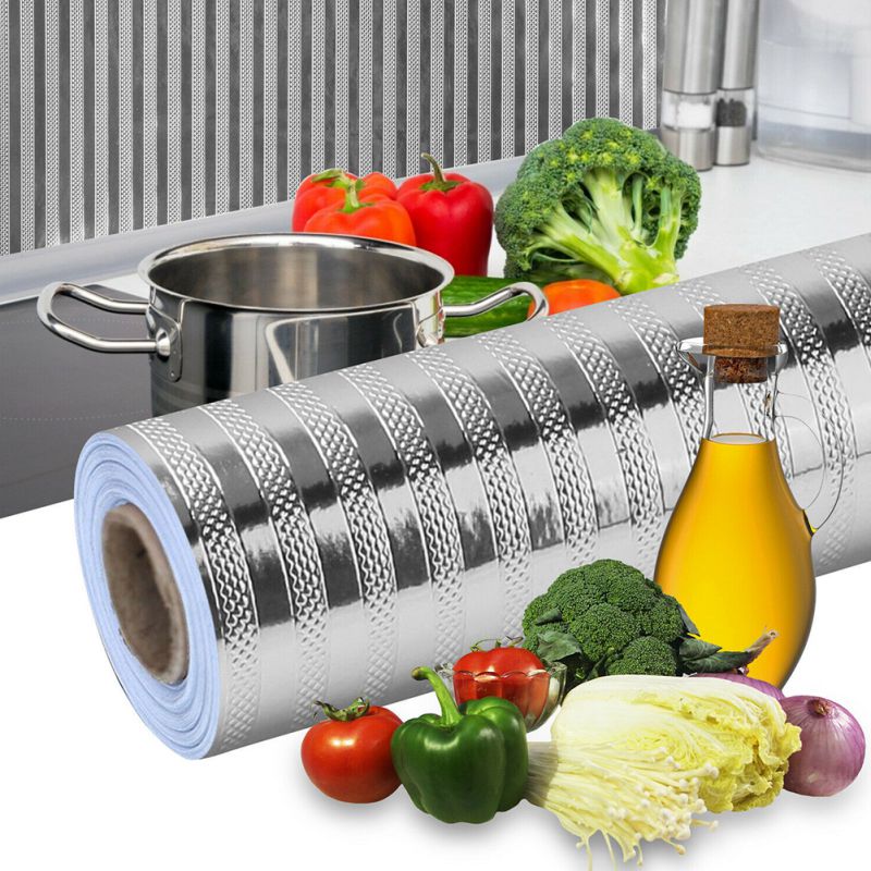 Keuken oliebestendige waterdichte stickers anti-aangroei hoge temperatuur aluminiumfolie zelfklevend behang fornuiskast stickers