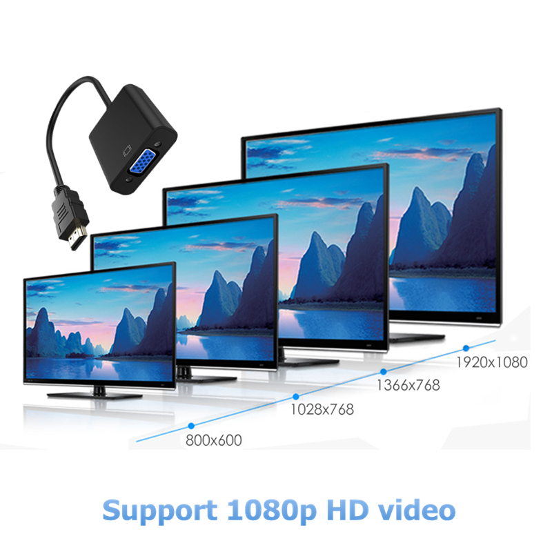Rankman HDMI zu VGA Adapter Konverter mit Audio- Energie Linie HDMI2VGA Kabel 1080P für PC Laptop DVD TV Projektor Monitor TV-Kasten