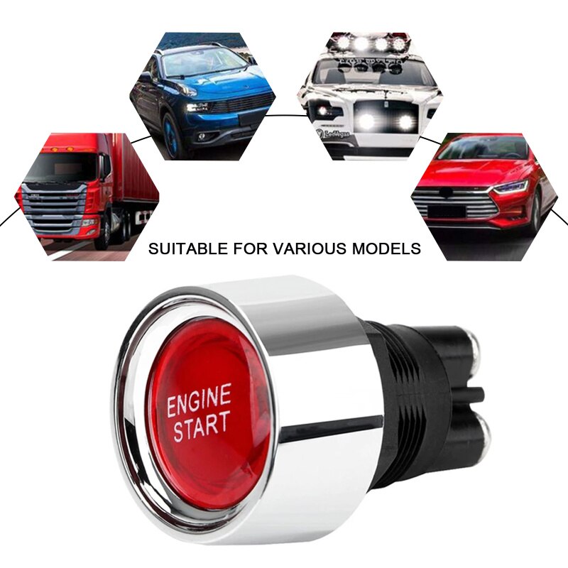 12V Start Push Button Keyless Car Engine Start Button Ignition Starter Car Engine Start Button Auto Accessories