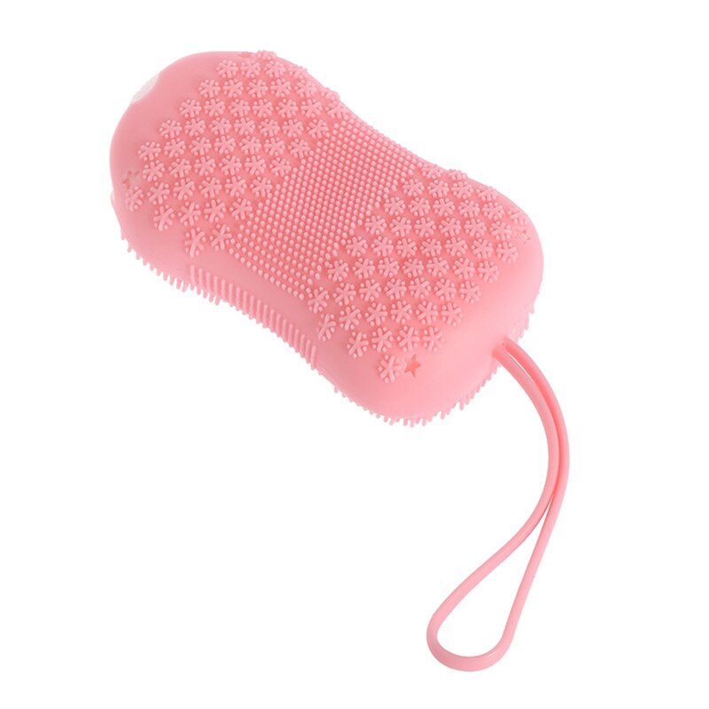 Silikonowa szczotka robić kąpieli prysznic bańka gąbka robić peelingu szczotka czyszczenie łazienki szczotka robić masażu robić szorowania powrót robić ciała strąk prysznic: różowy