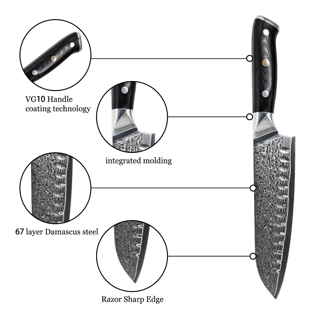 Kitchen Knives 8 inch Damascus Steel Chef Knife set Utility Cleaver Knives Meat Japanese Santoku Knife Cooking Slicing Knife