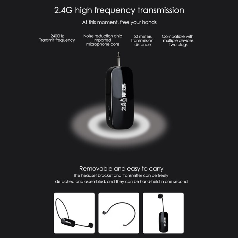 Headset-mikrofon ,2.4g drahtlose mikrofone, headset und handmikrofon mit sprachverstärker für lehrer, redner, trainer