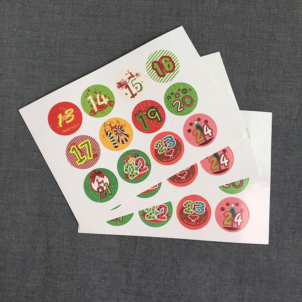 Number Paper Stickers Merry Christmas Stickers Advent Calendar Multi-Function DIY Packaging Labels Decor Supply