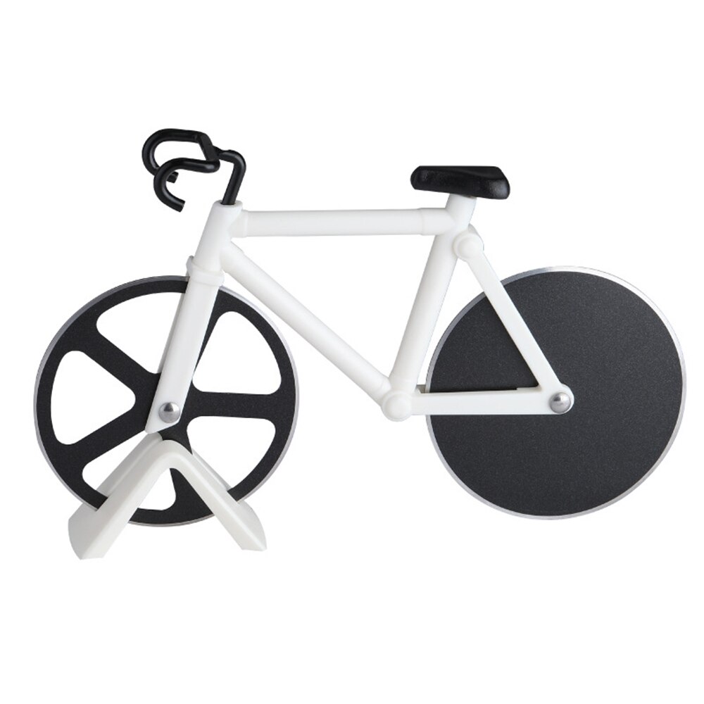 Roue de coupe Pizza velo acier inoxydable rouleau velo plastique hachoir a Pizza trancheuse Gadget cuisine coupe Pizza couteaux: WHITE