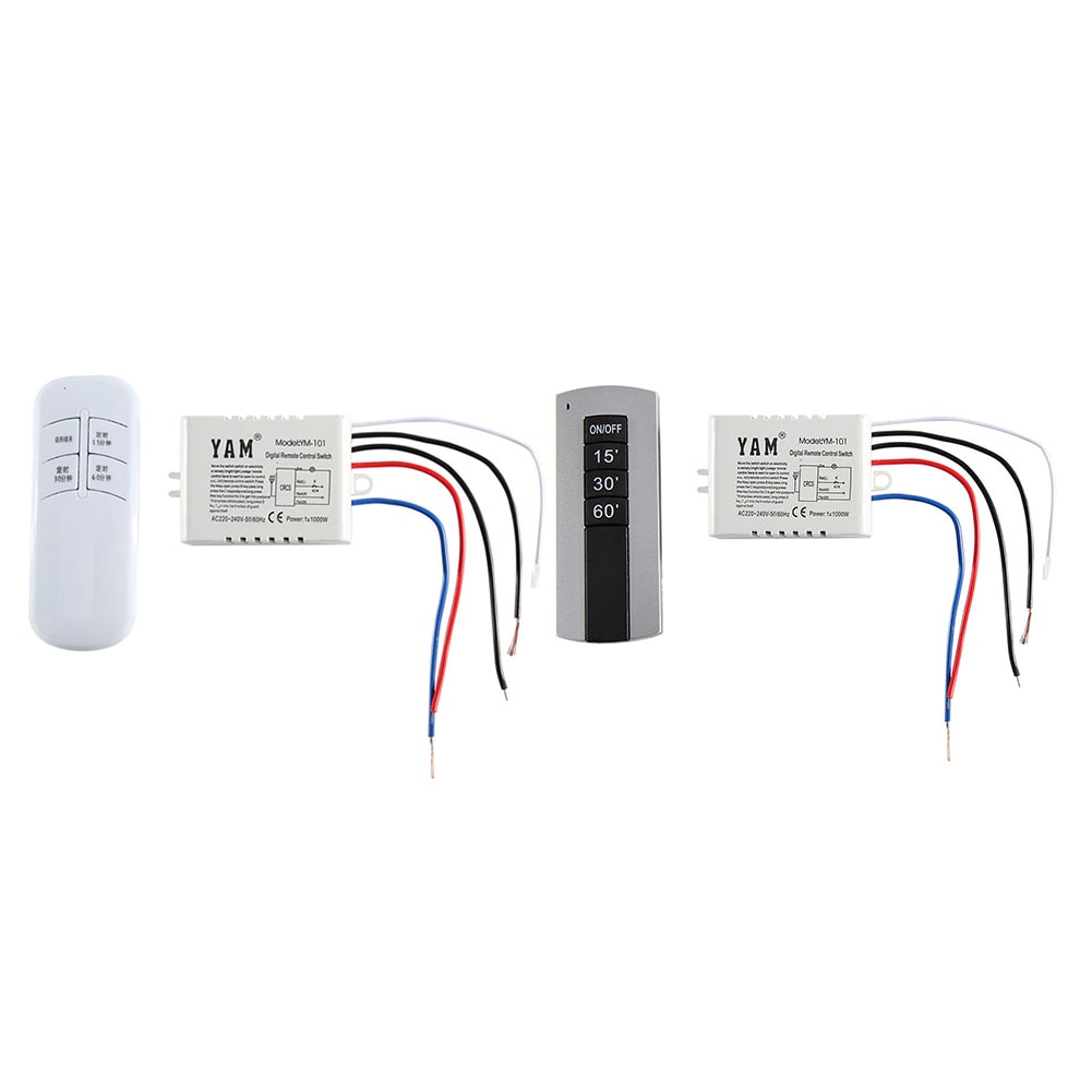 1 Pcs DIY 220V Wireless Remote Control Switch ON / OFF 2 Lamp Light Control Switch for Light Bulb Receiver for UVC Light