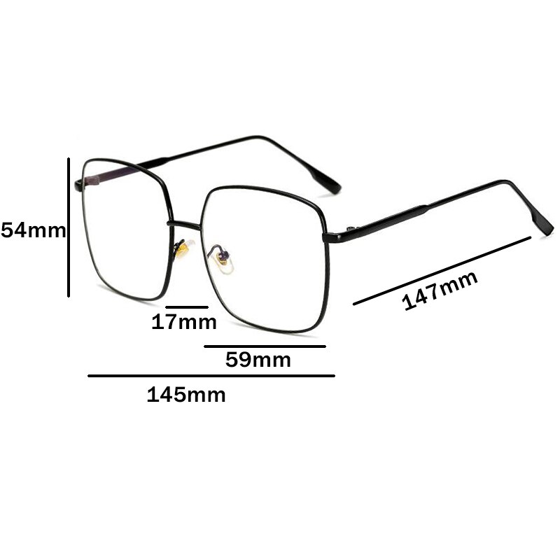 Zwarte Vierkante Oversized Brillen Frame Eenvoud Bril Vrouwen Retro Vierkante Gouden Platte Spiegel Clear Lens