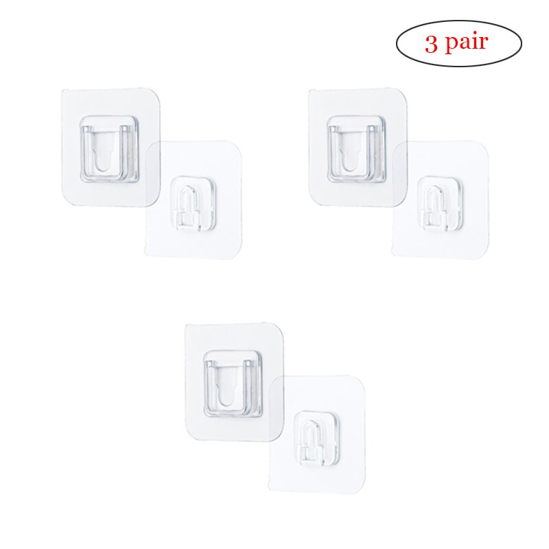 Double Sided Wall Hanger Adhesive Hook Paste Plug Socket Holder Cable Storage Plug Fixing Organize Seamles Waterproof Reusable: 3 pair