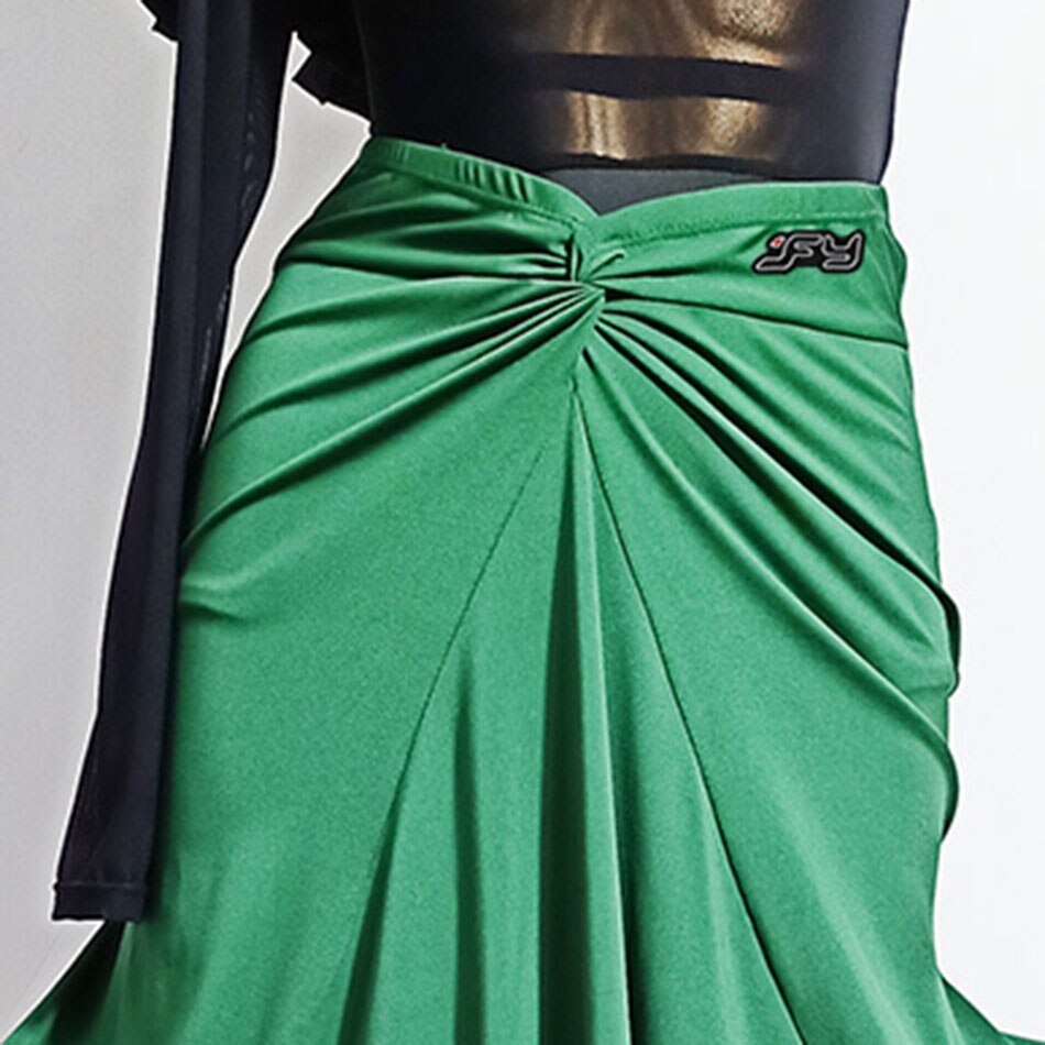 Latin Dance Dress Women Long Green Latin Dance Skirt for Ballroom Samba Tango Chacha Belly Dancing Performamnce T063