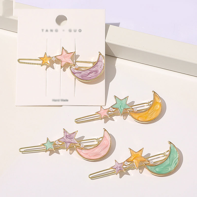 Vintage coloré perle épingles à cheveux géométrique papillon fleurs étoiles lune style pinces à cheveux doux coréen Barrette cheveux accessoires