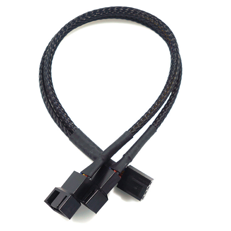 4 -polig pwm-fläktkabel 1 to 4/3/2/1- vägs splitter svart sleeved 27cm förlängningskabelkontakt pwm-förlängningskablar: Röd