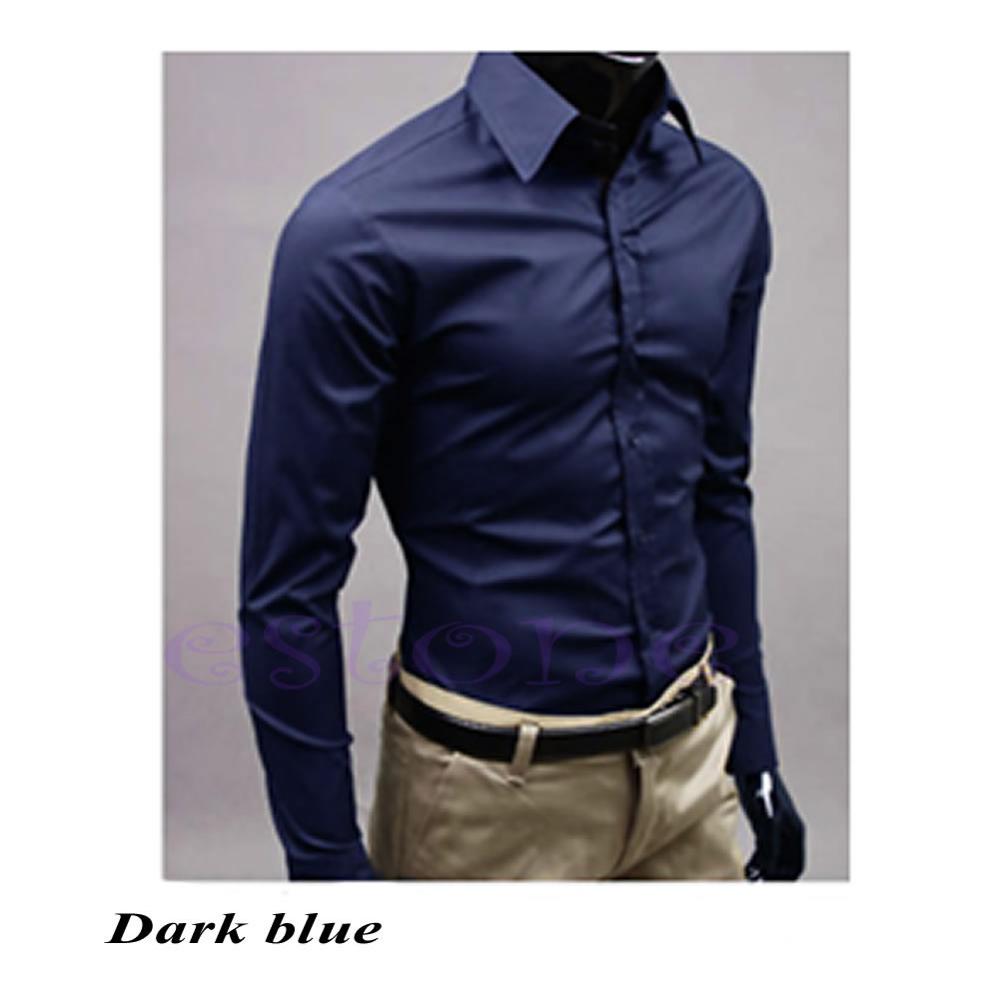 Miesten karkkivärinen pitkähihainen ohut business rento paita miesten luksus tyylikäs rento mekko slim fit rento pusero: Dbl / Xl