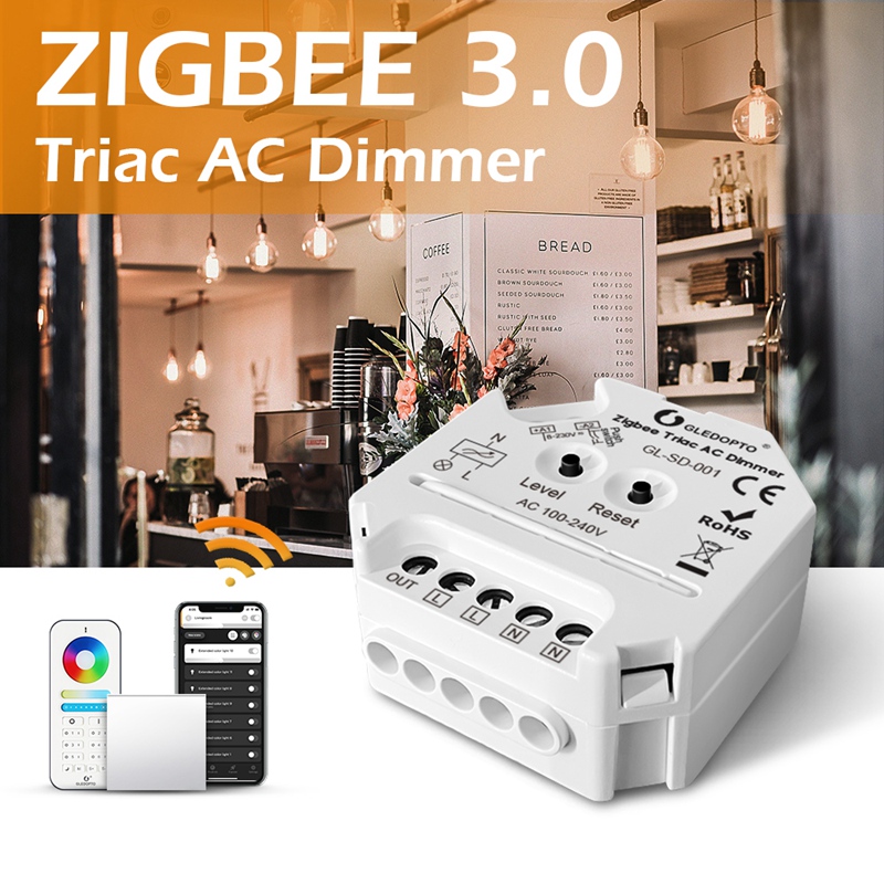 GLEDOPTO Zigbee 3.0 Smart Home Triac AC Dimmer LED-Contact Control Push-Switch Work With 2.4G Remote Control Smartthings