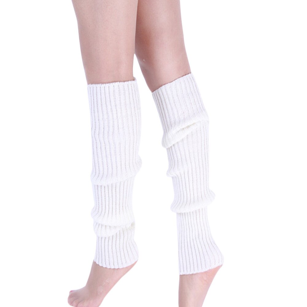 Calentadores para botas, medias tejidas para piernas, bota larga a rayas, medias altas tejidas por encima de la rodilla, calcetines de algodón para piernas,: white