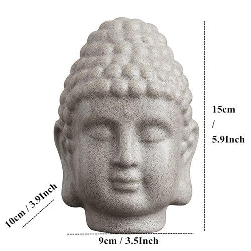 Deartco 15Cm Zandsteen Wit Boeddha Hoofd Standbeeld Boeddha Beeldjes Home Decor Hars India Religieuze Boeddha Hoofd Sculptuur Thailand: Sand Buddha Head