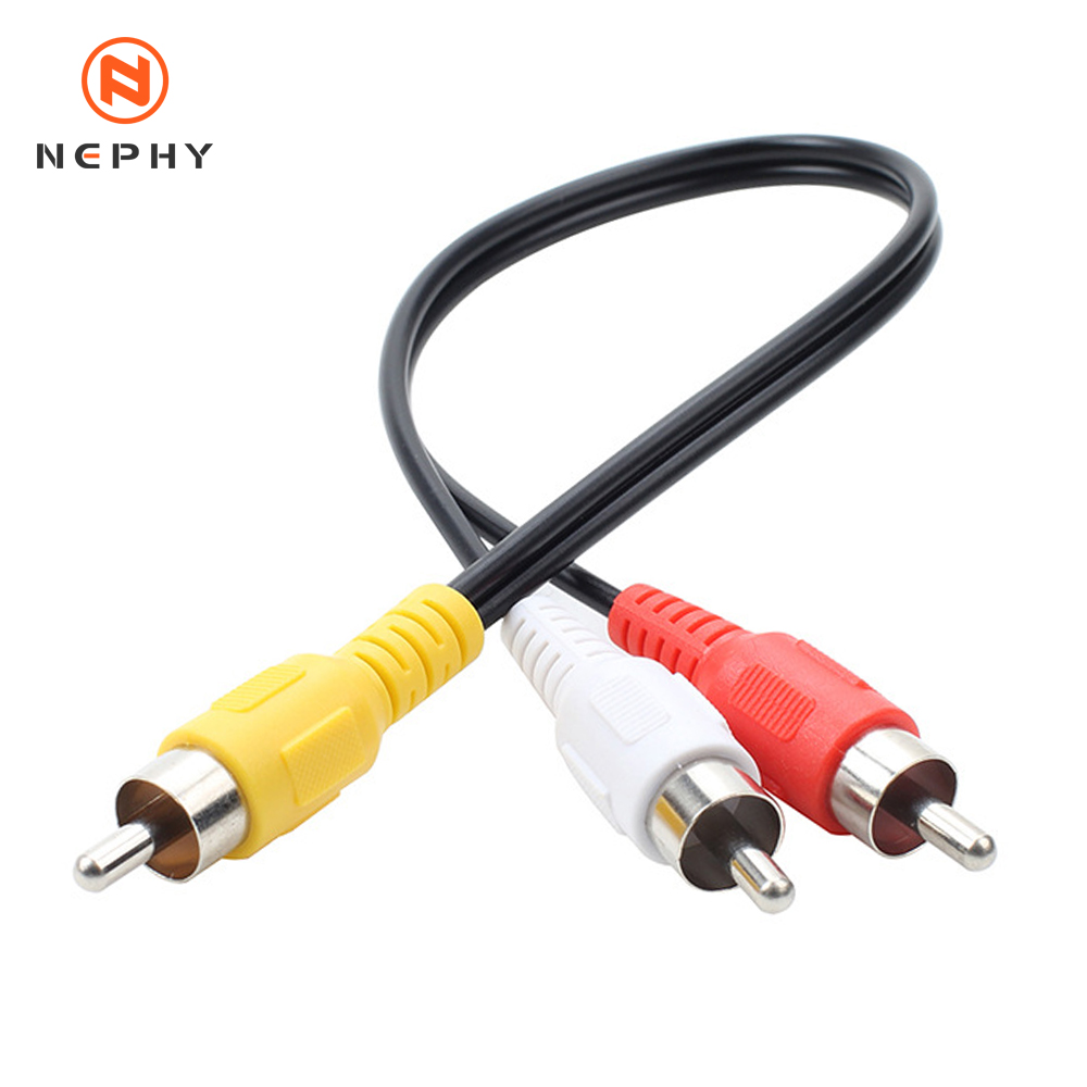 Rca y-adapter 1 rca hann  til 2 rca hann y-splitter digital stereolydkabel til subwoofer, hjemmekino hei-fi - dobbel skjerming