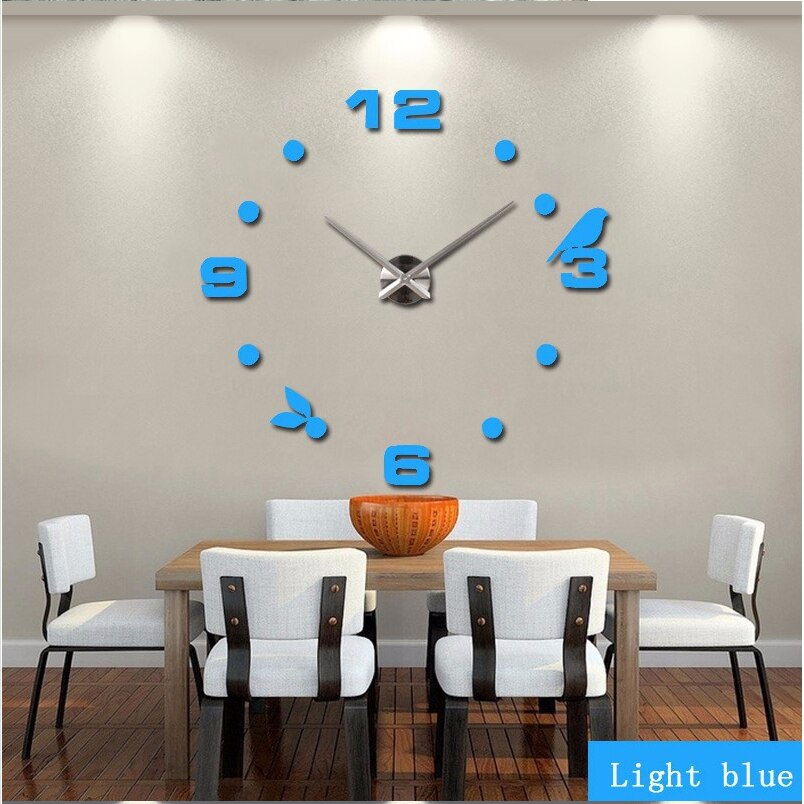 Grote wandklokken 3d doe-het-zelf acryl spiegelstickers woondecoratie klok horloge woonkamer keukenklok