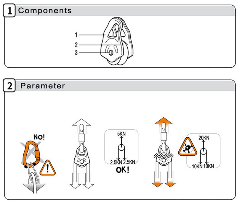 Lifting Aluminum small pulley Rock Climbing Equipment side plate single wheel Pull 20KN CE certification