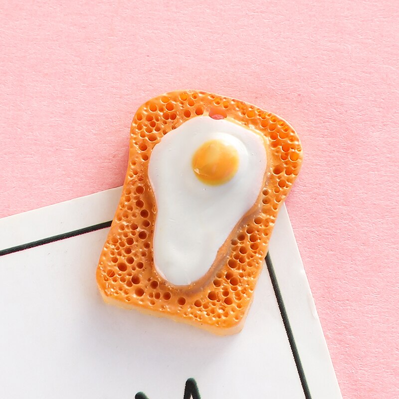 10 stk / lot sød diy harpiks simulering mad mini charms æg hamburger sandwich vafler cirkel håndværk smykker gør nøglering charme: Hamburger æg charme
