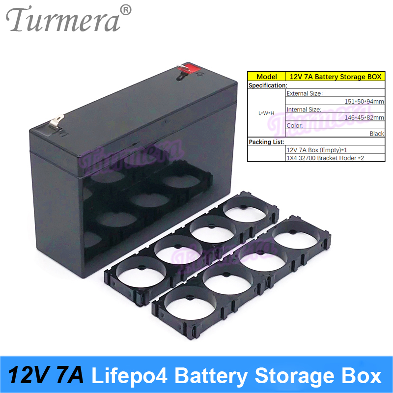 Caja de almacenamiento de batería Turmera 12V 32700 Lifepo4 4S 40A Balance BMS Níquel con soporte para fuente de alimentación ininterrumpida y uso en motores: Azul